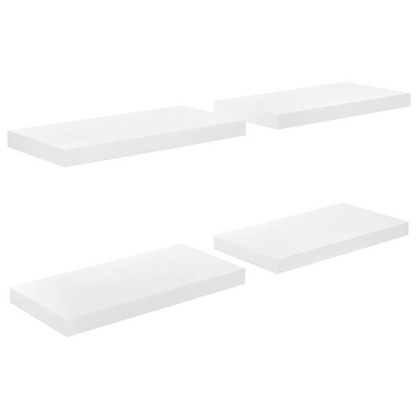 vidaXL Étagère murale flottante 4 Pièces Blanc brillant 50x23x3 8 cm MDF