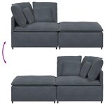 vidaXL Canapé modulaire et repose-pieds et coussins velours gris foncé
