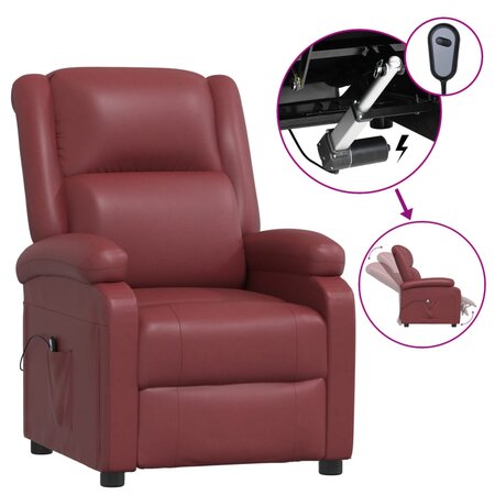 vidaXL Fauteuil inclinable électrique Rouge bordeaux Similicuir