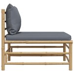 vidaXL Canapé de milieu de jardin avec coussins gris foncé Bambou