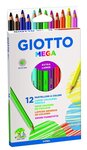 Etui de 12 crayons de couleur hexagonaux Méga assortis diamètre 5 5 mm GIOTTO
