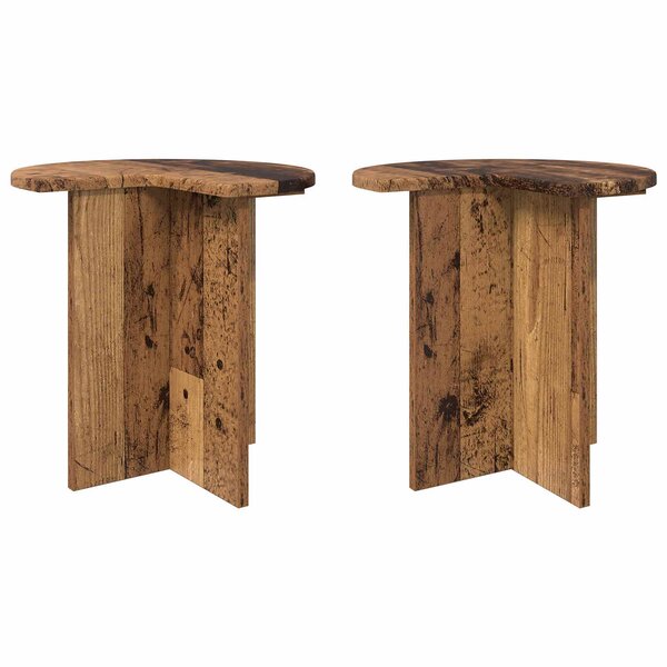 vidaXL Table d'appoint 2 pièces Bois ancien Ø 39 x 38 cm