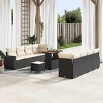 vidaXL Ensemble de canapé de jardin 11 Pièces Noir polyrotin