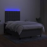 vidaXL Sommier à lattes de lit matelas LED gris foncé 120x190 cm tissu