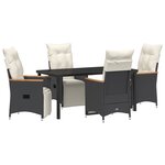 vidaXL Ensemble de Salle à Manger de Jardin de 5 Pièces avec Coussins Noir Poly Rattan