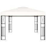 vidaXL Tonnelle avec guirlande lumineuse à LED 3x4 m Crème Tissu