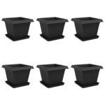 vidaXL Pots de plantes 6 Pièces Noir 43 x 43 x 33 5 cm Plastique
