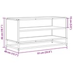 vidaXL Meuble TV noir 91x40x46 cm bois d'ingénierie et métal