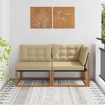 vidaXL Canapé d’extérieur milieu et coin avec coussin 7 Pièce Naturel