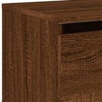 vidaXL Table de chevet murale avec lumières LED chêne marron