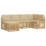 vidaXL Ensemble de canapés d'extérieur 6 pc Blanc et Beige Polyester