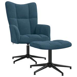 vidaXL Chaise de relaxation avec tabouret Bleu Velours