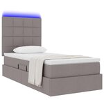 vidaXL Lit avec rangement et LED avec LED Taupe 90 x 200 cm Polyester