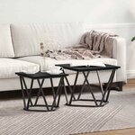 vidaXL Ensemble de tables d'appoint 2 Pièces Chêne noir 50 x 50 x 40 cm