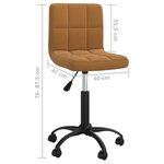 vidaXL Chaise pivotante de bureau Marron Velours