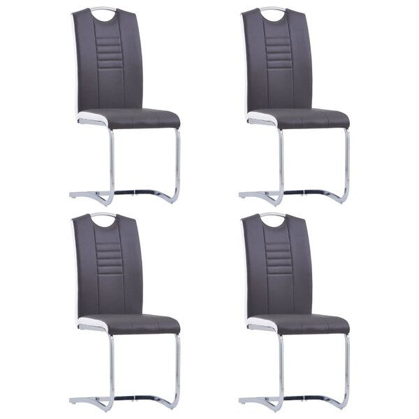vidaXL Chaises à manger cantilever lot de 4 gris similicuir