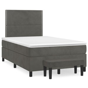 vidaXL Sommier à lattes de lit et matelas Gris foncé 120x200cm Velours