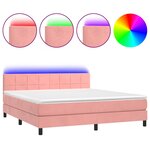 vidaXL Sommier à lattes de lit avec matelas et LED Rose 180x200 cm