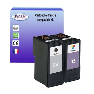 Cartouche compatible Lexmark n°34 + n°35 - Noire + Couleur- T3AZUR