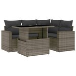 vidaXL Salon de jardin 5 Pièces avec coussins gris résine tressée