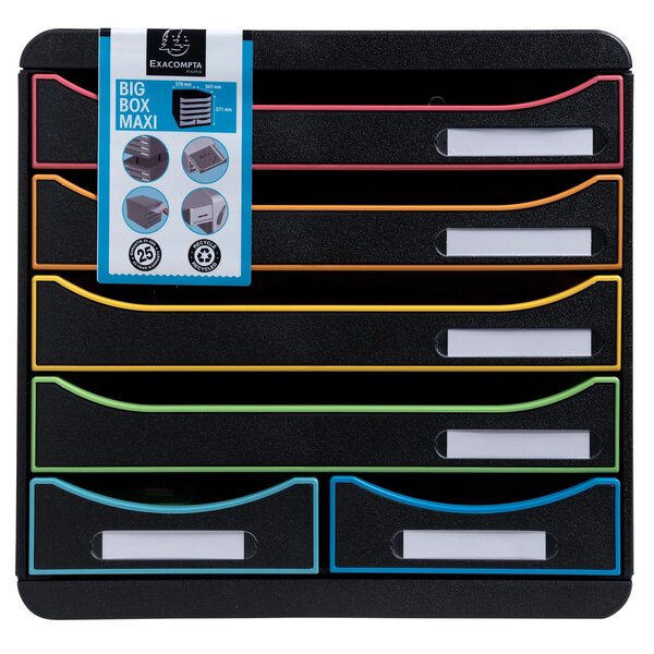 Module De Classement Big Box Maxi 6 Tiroirs Black Office - Noir/arlequin - Exacompta