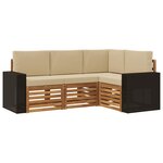vidaXL Ensembles de canapés avec coussin 4 Pièces Bois d'Acacia Massif