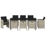 vidaXL Ensemble de salle à manger pour jardin 9 Pièces Gris clair