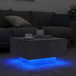 vidaXL Table basse avec lumières LED gris béton 55x55x31 cm