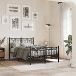 vidaXL Cadre de lit métal sans matelas avec pied de lit noir 120x200cm