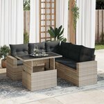 vidaXL Salon de jardin 6 Pièces avec coussins gris clair résine tressée
