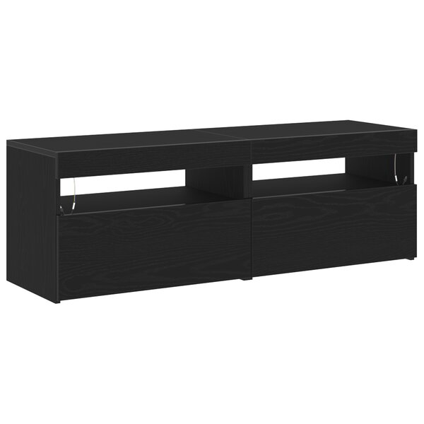 vidaXL Meubles TV avec lumières LED 2 Pièces Chêne noir 60x35x40 cm Bois d'ingénierie