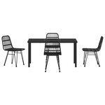 vidaXL Ensemble de salle à manger pour jardin 5 Pièces Noir Poly rotin