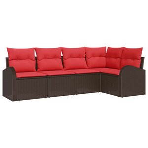 vidaXL Ensemble de canapé de jardin 5 Pièces Marron polyrotin