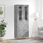vidaXL Buffet haut Gris béton 69 5x34x180 cm Bois d'ingénierie