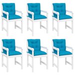 vidaXL Coussins de chaise de jardin à dossier bas lot de 6 bleu
