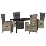vidaXL Set de dîner de jardin 5 pièces avec coussins gris poly rotin