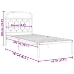 vidaXL Cadre de lit métal sans matelas avec tête de lit blanc 80x200cm