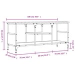 vidaXL Meuble TV chêne fumé 100x35x45 cm bois d'ingénierie et fer