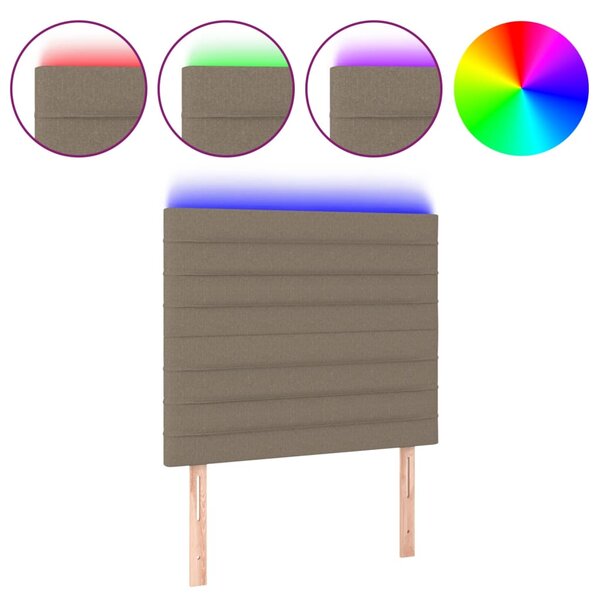 vidaXL Tête de lit à LED Taupe 90x5x118/128 cm Tissu