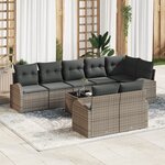 Ensemble de 8 pièces de canapés de jardin avec coussins en poly rotin noir