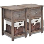 vidaXL Table de chevet 2 Pièces Bois Marron