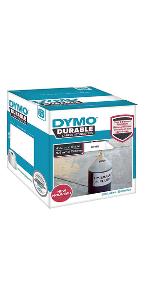 DYMO LabelWriter Boite de 1 rouleaux de 200 étiquettes resistantes extra-large expédition, 104mm x 159mm