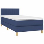 vidaXL Sommier à lattes de lit avec matelas et LED Bleu 90x200cm Tissu