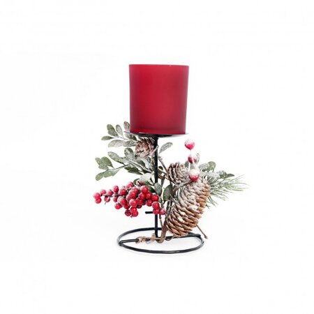 Heart Of The Home Bougeoir Traditionnel de Noël Forest Natural - Bougie - Rouge (lot de 3)