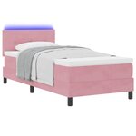 vidaXL Lit à ressort LED avec matelas Rose 100 x 200 cm Velours