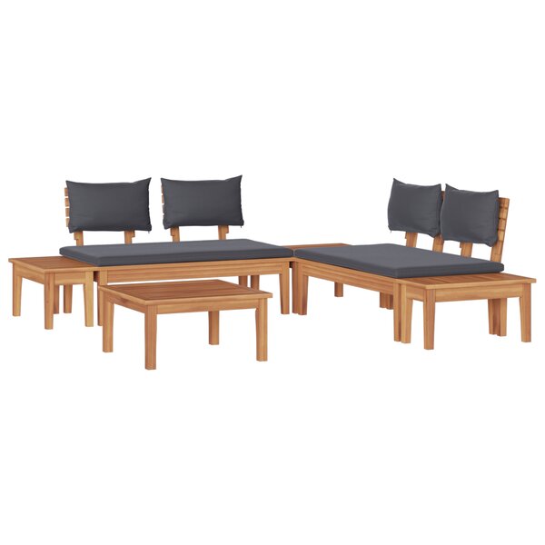 vidaXL Ensemble de banc de jardin 3 Pièces Marron et gris foncé et marron