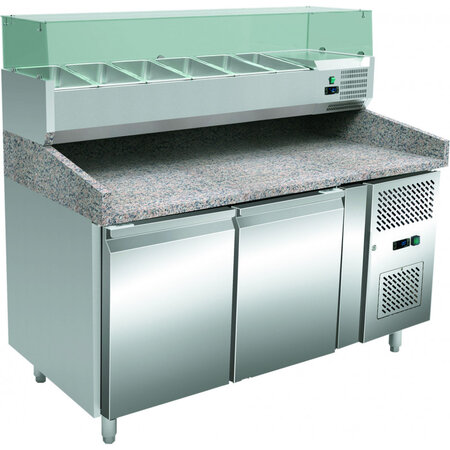 Table réfrigérée à pizza 2 portes 428 l - stalgast - r600a - acier inoxydable2pleine 1510x800x1430mm