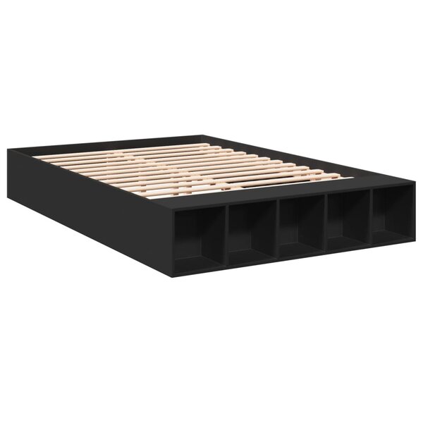 vidaXL Cadre de lit noir 140x190 cm bois d'ingénierie