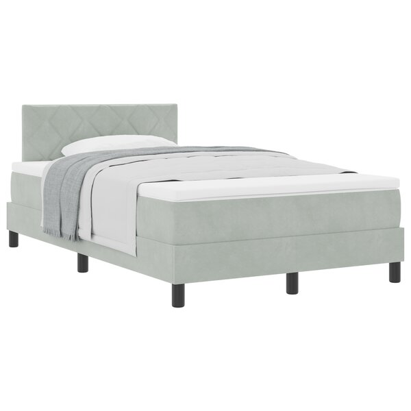 Lit à ressort vidaXL avec matelas Gris clair 120x200 cm Velours