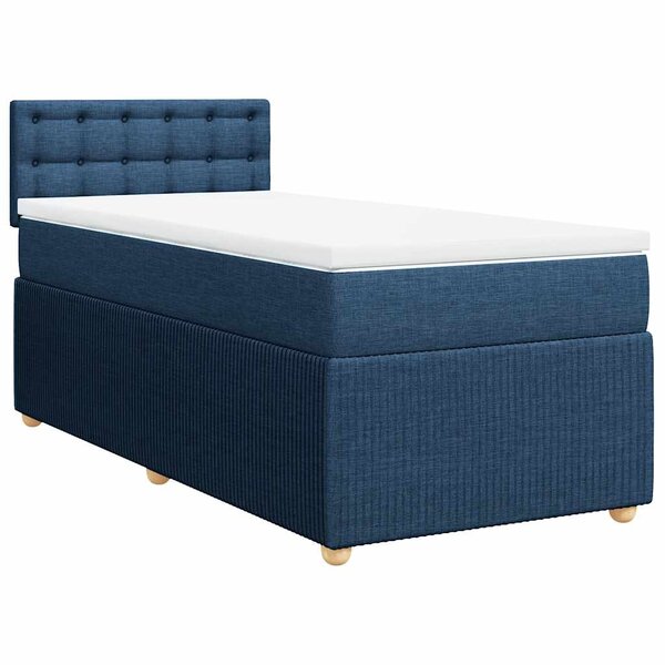 vidaXL Sommier à lattes de lit avec matelas Bleu 100x200 cm Tissu